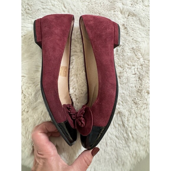 Pel’arte Women’s Ballerina Flats Red Suede Tassel Fall Black Cap Holiday 7.5/38 - Picture 7 of 10